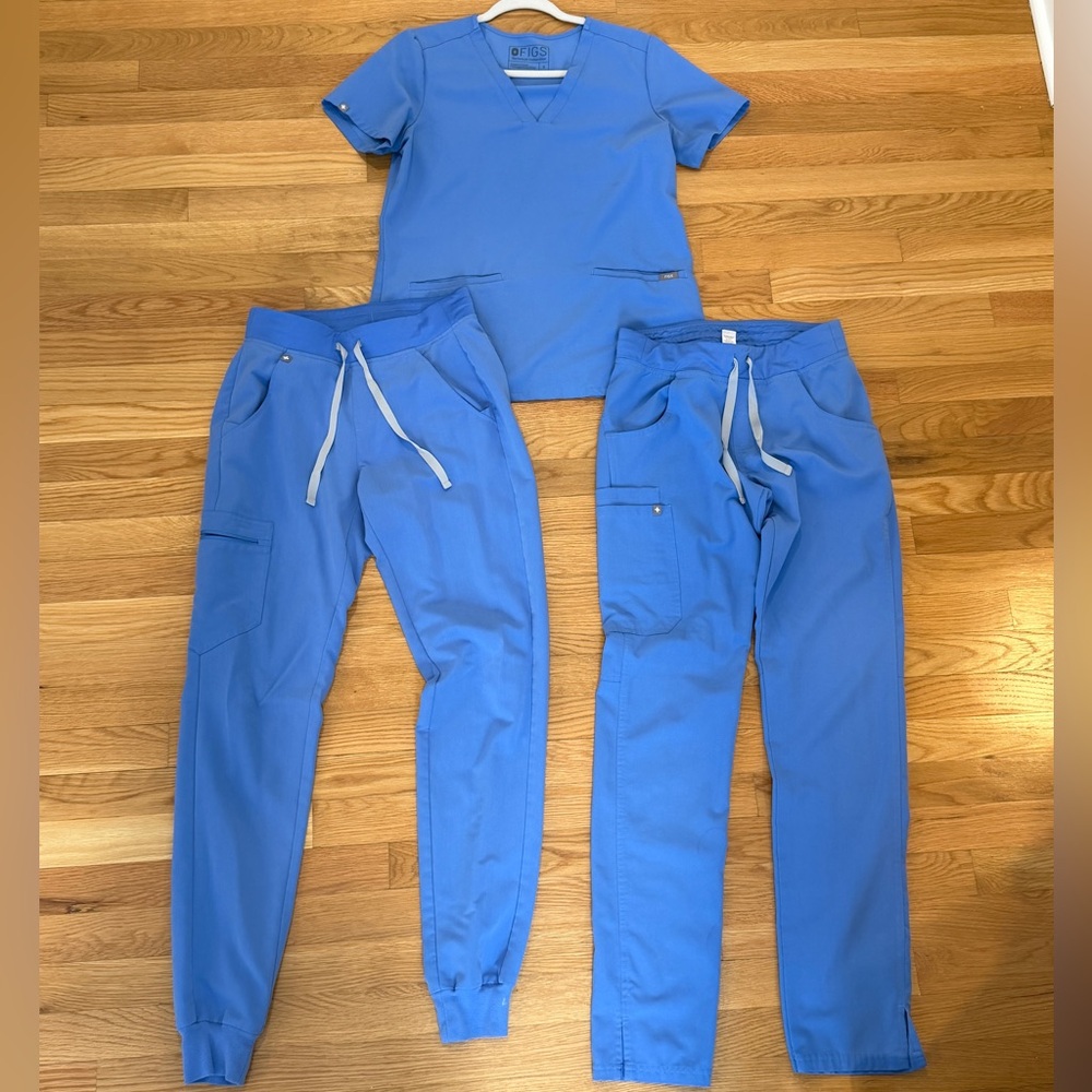 Figs Blue Scrub Set with Two Pants